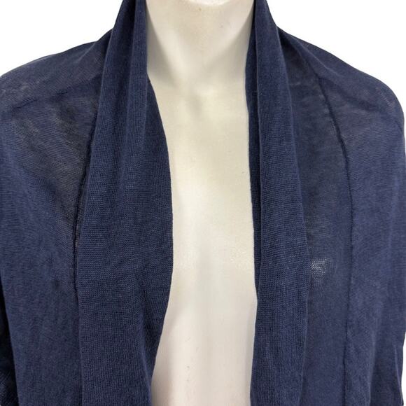 Pure Amici Womens Open 100% Linen Longline Cardigan Sweater Navy Blue sz 1 / M - Picture 5 of 16